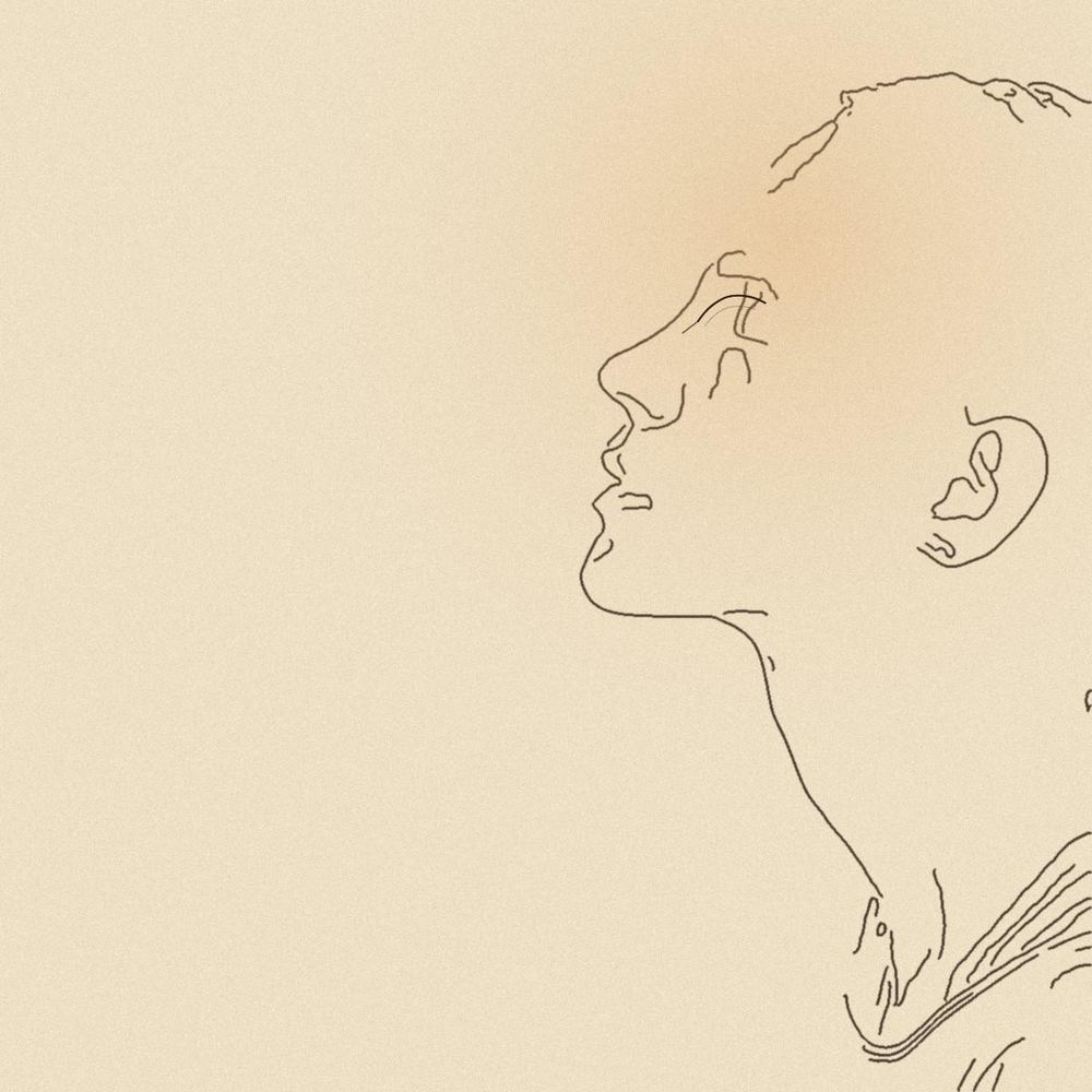 Ilustración de una mujer respirando, de perfil, ojos cerrados — inspirada en foto de referencia